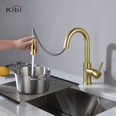 Kibi Circular Single Handle Pull Down Kitchen & Bar Sink Faucet KKF2011BG